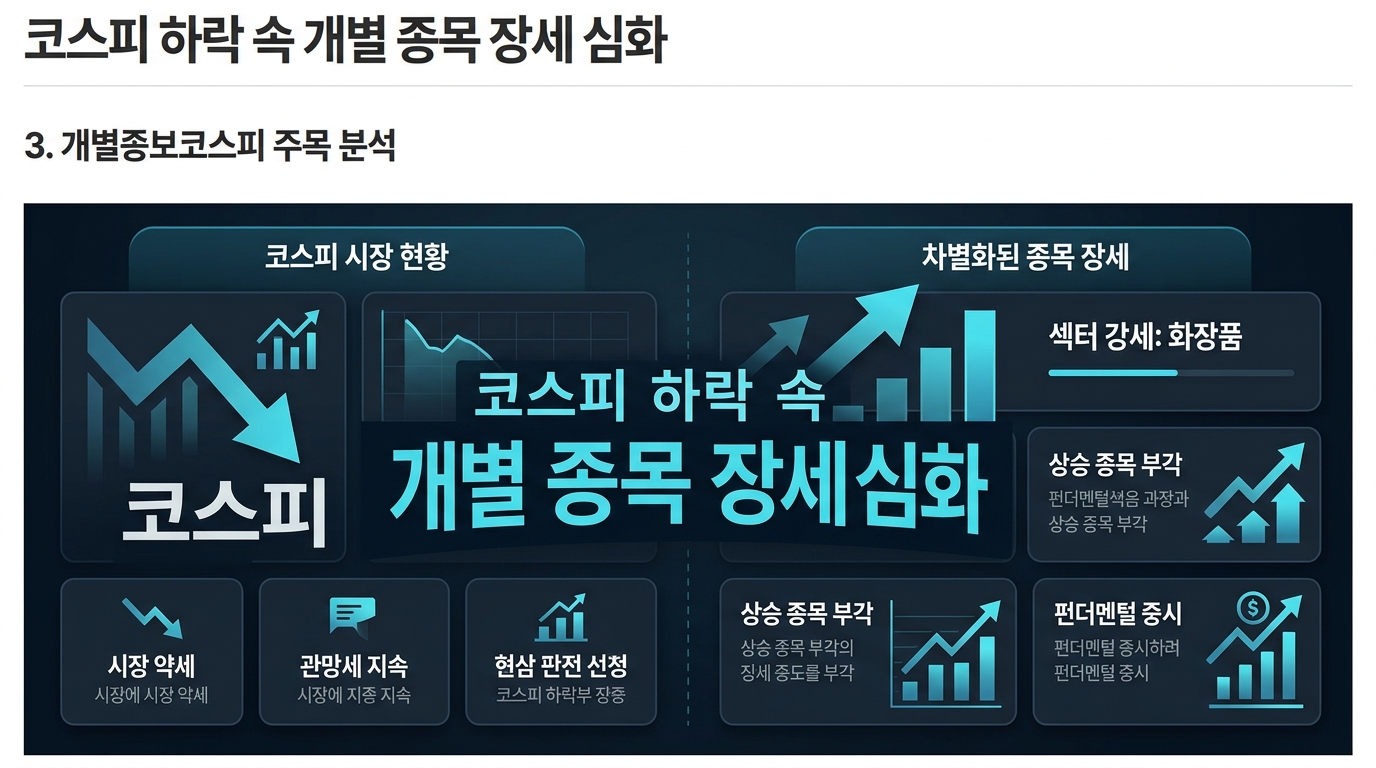 코스피 하락 속 개별 종목 장세 심화