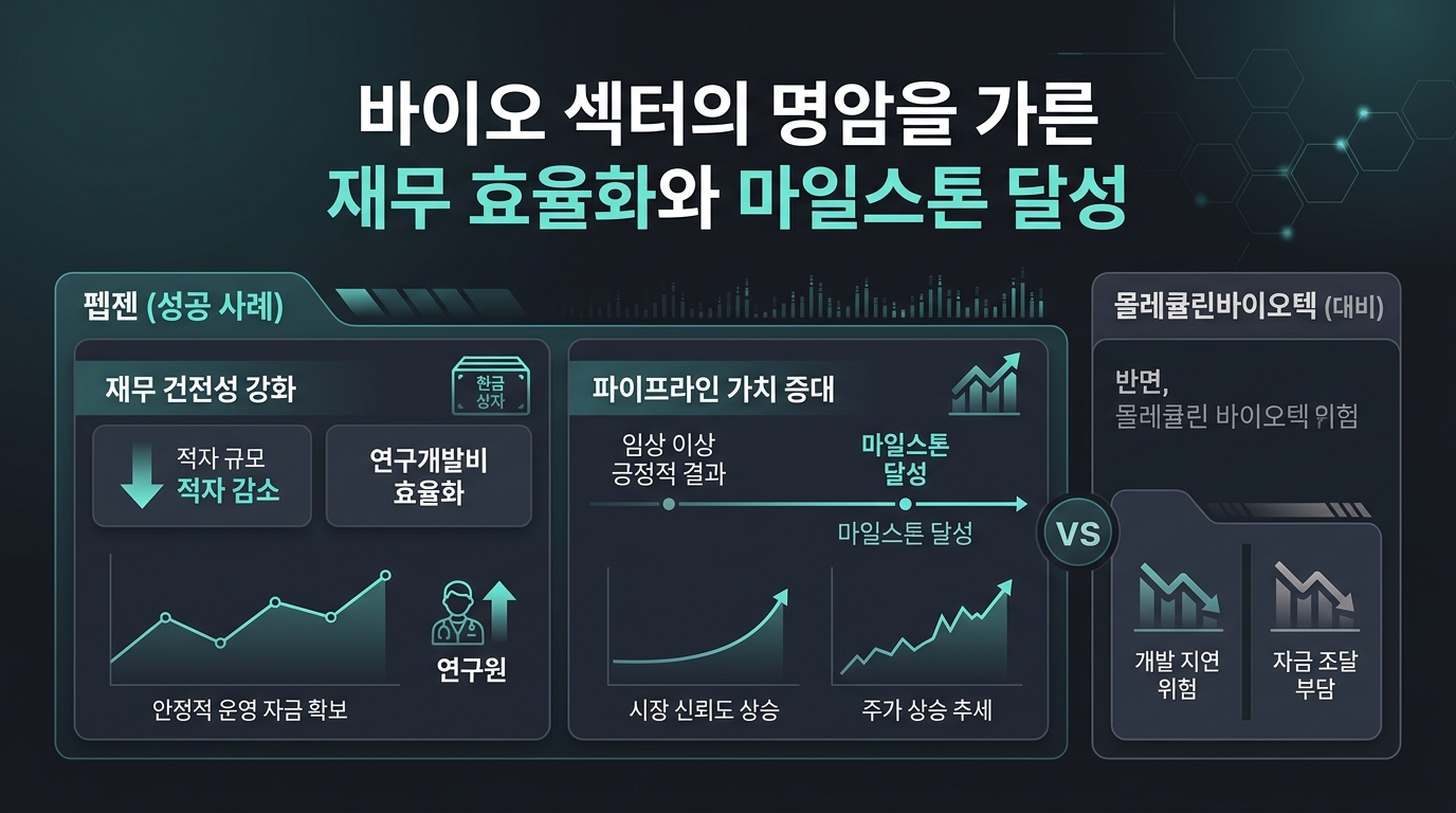 바이오 섹터의 명암을 가른 재무 효율화와 마일스톤 달성