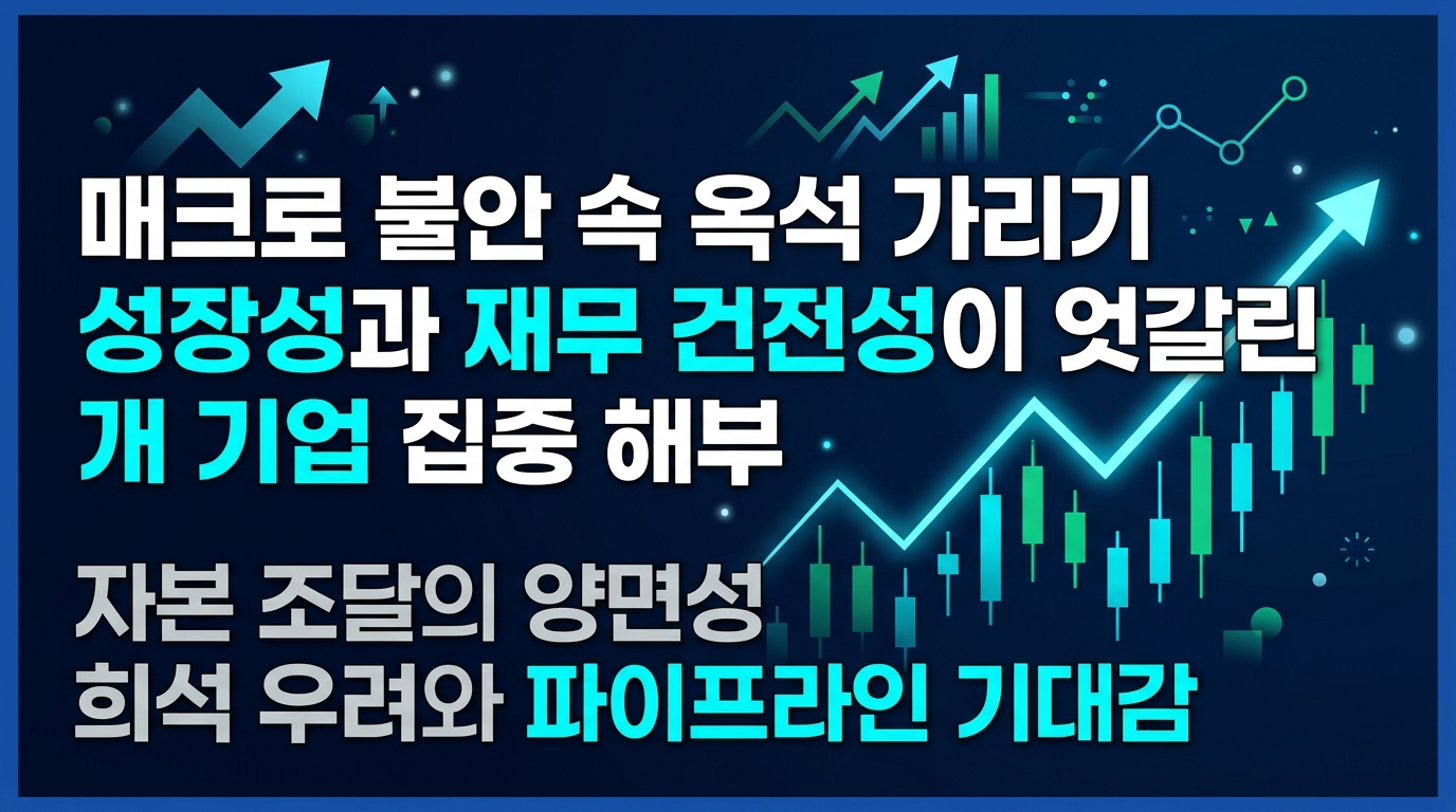 매크로 불안 속 옥석 가리기 성장성과 재무 건전성이 엇갈린 5개 기업 집중 해부