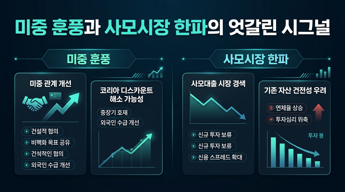 미중 훈풍과 사모시장 한파의 엇갈린 시그널