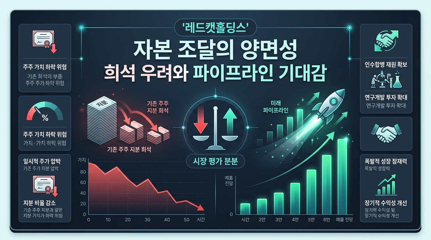 자본 조달의 양면성 희석 우려와 파이프라인 기대감