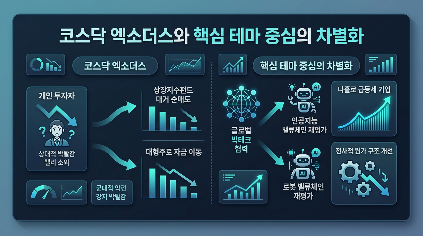 코스닥 엑소더스와 핵심 테마 중심의 차별화