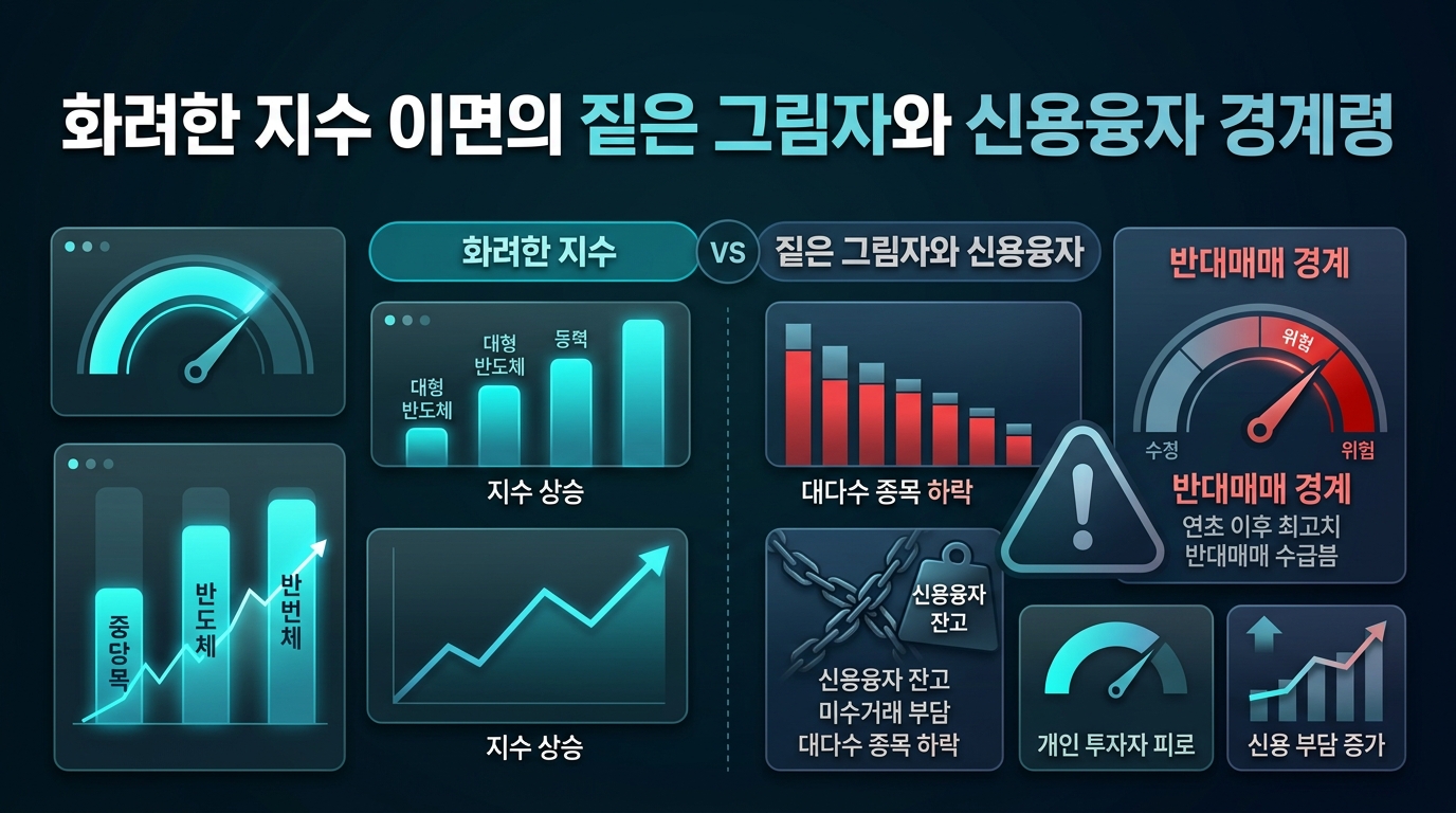 화려한 지수 이면의 짙은 그림자와 신용융자 경계령