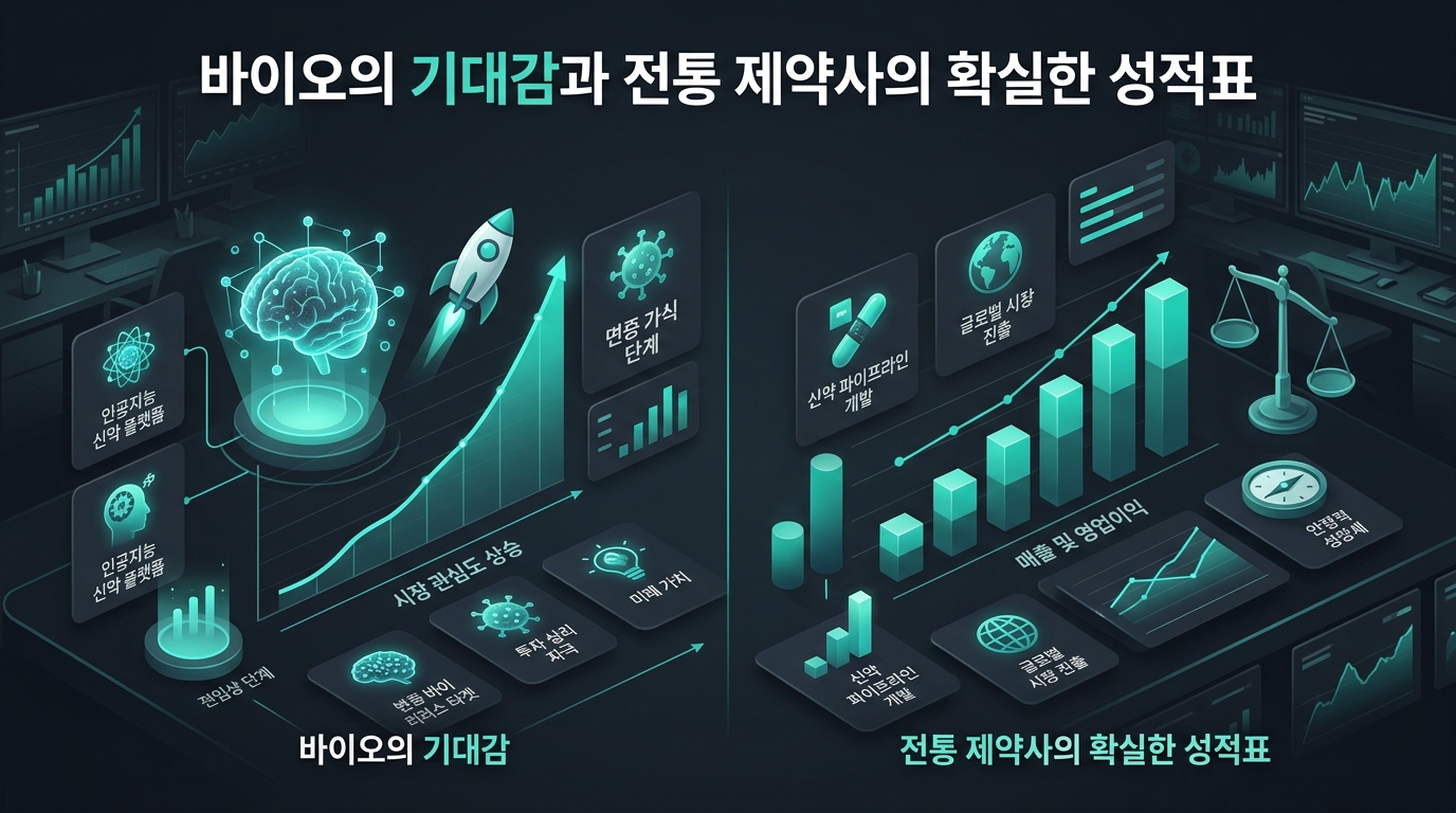 AI 바이오의 기대감과 전통 제약사의 확실한 성적표