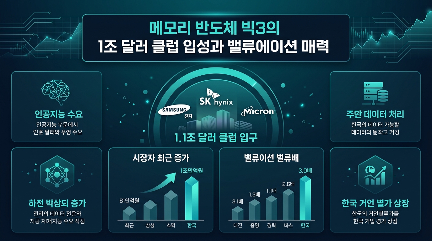 메모리 반도체 빅3의 1조 달러 클럽 입성과 밸류에이션 매력