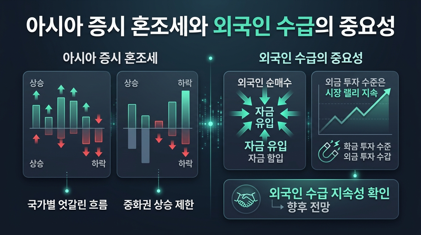 아시아 증시 혼조세와 외국인 수급의 중요성
