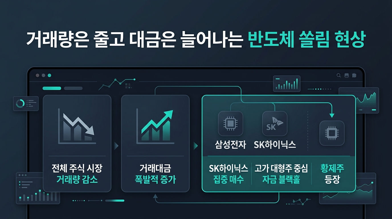 거래량은 줄고 대금은 늘어나는 반도체 쏠림 현상