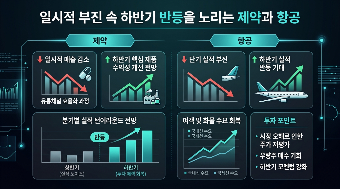 일시적 부진 속 하반기 반등을 노리는 제약과 항공