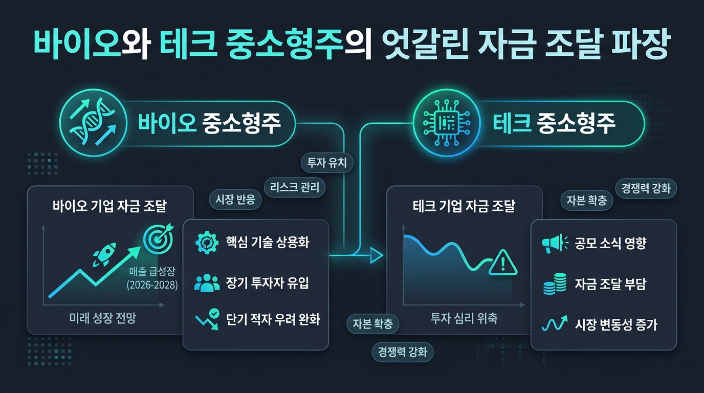 바이오와 테크 중소형주의 엇갈린 자금 조달 파장