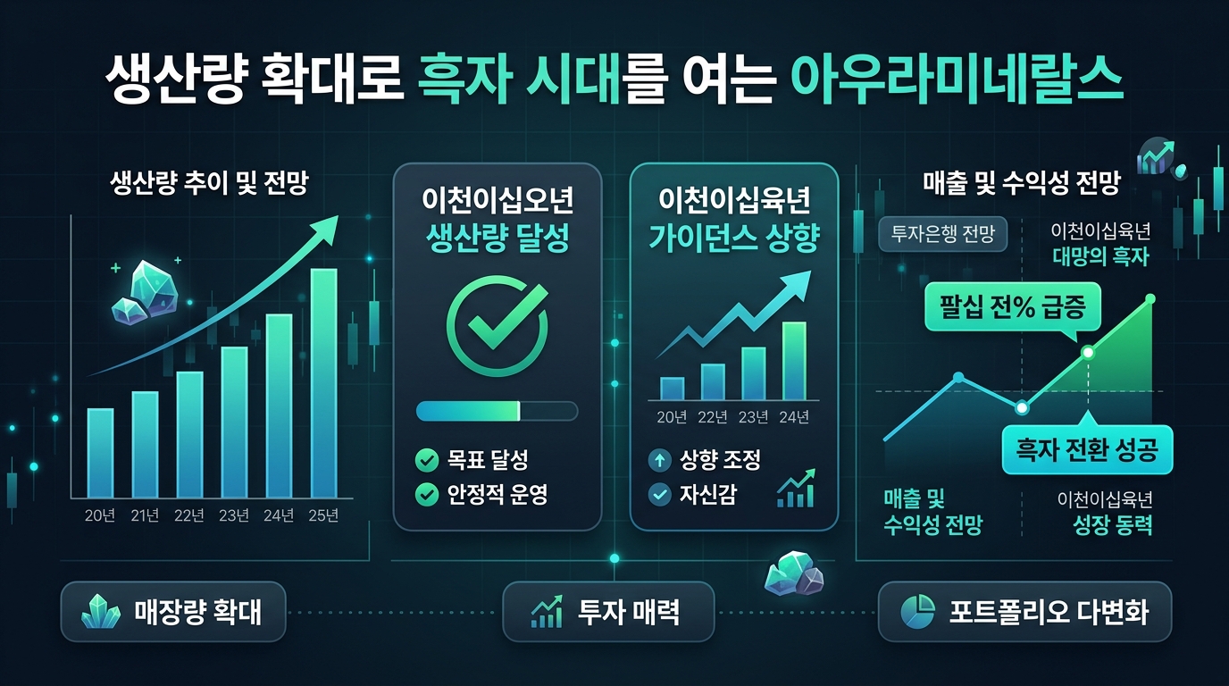 생산량 확대로 흑자 시대를 여는 아우라미네랄스