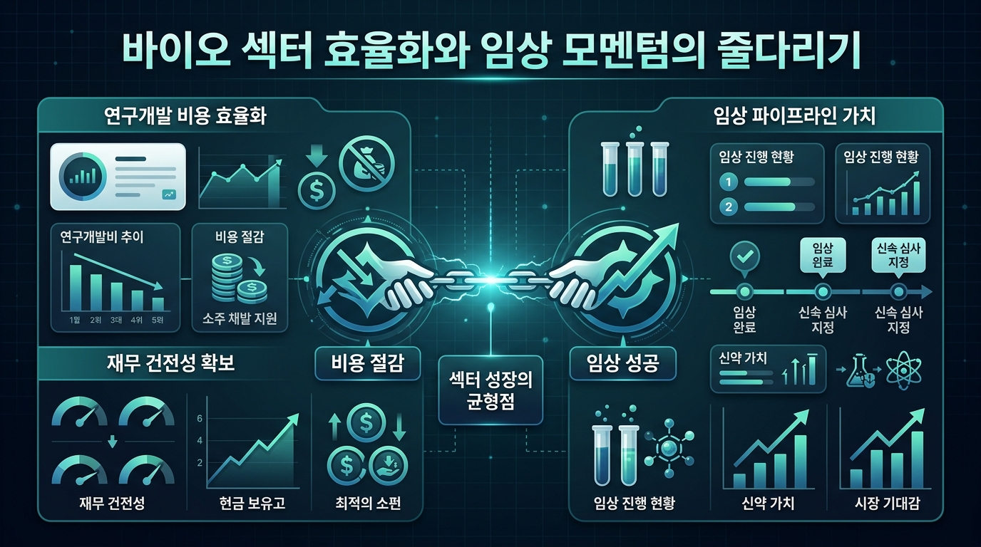 바이오 섹터 R&D 효율화와 임상 모멘텀의 줄다리기