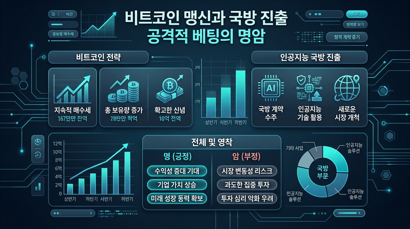 비트코인 맹신과 AI 국방 진출, 공격적 베팅의 명암