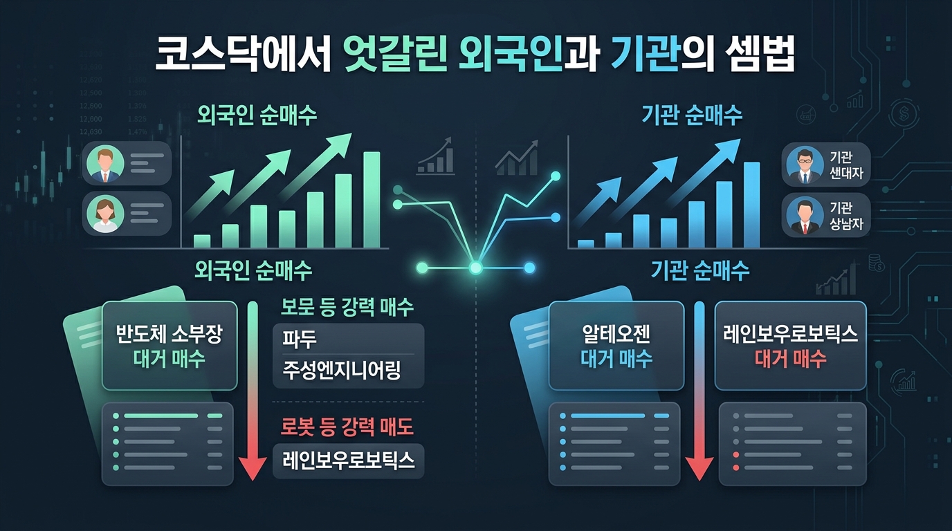 코스닥에서 엇갈린 외국인과 기관의 셈법