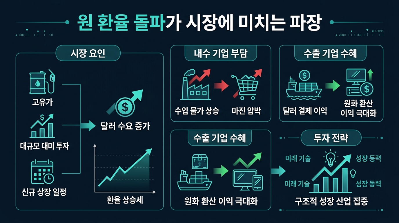 1540원 환율 돌파가 시장에 미치는 파장