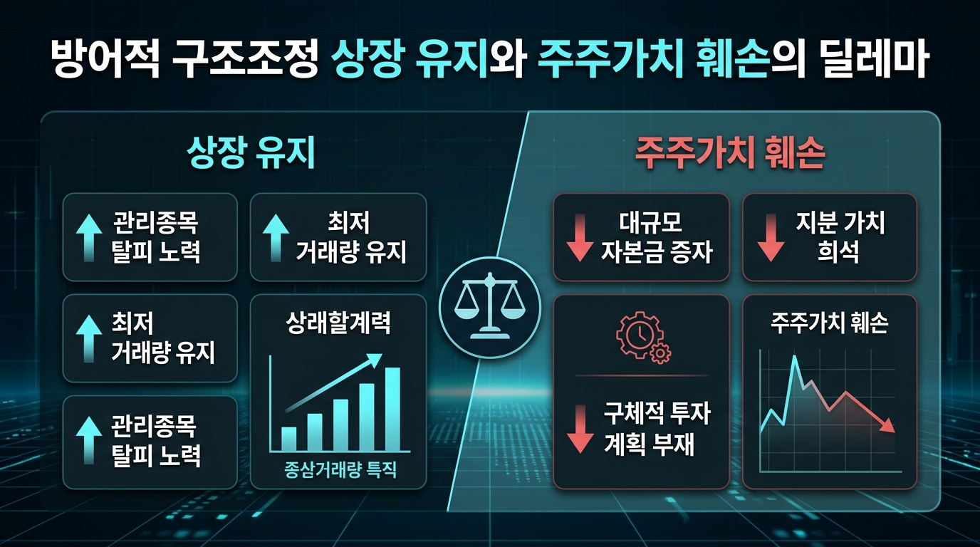 방어적 구조조정 상장 유지와 주주가치 훼손의 딜레마