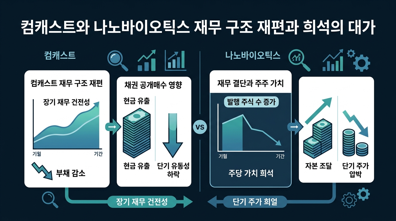 컴캐스트와 나노바이오틱스, 재무 구조 재편과 희석의 대가