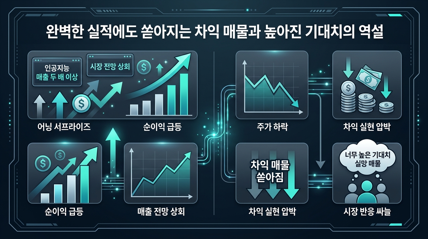 완벽한 실적에도 쏟아지는 차익 매물과 높아진 기대치의 역설