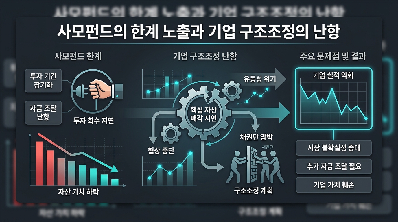 사모펀드의 한계 노출과 기업 구조조정의 난항