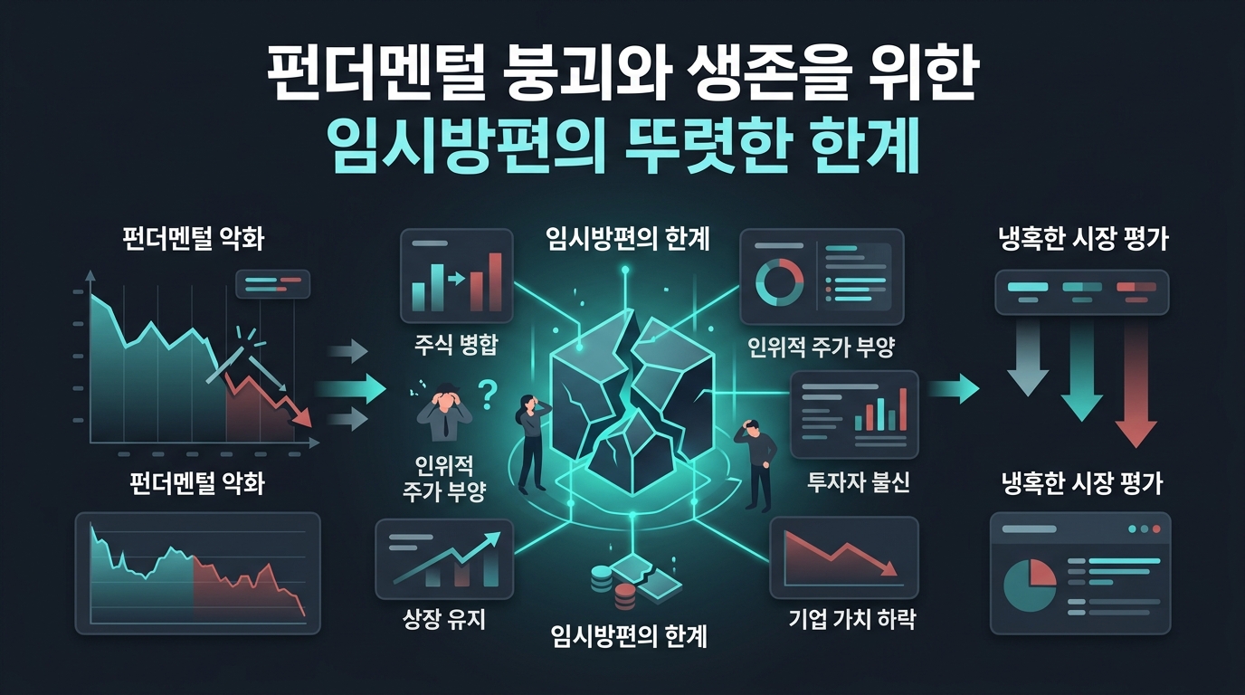 펀더멘털 붕괴와 생존을 위한 임시방편의 뚜렷한 한계
