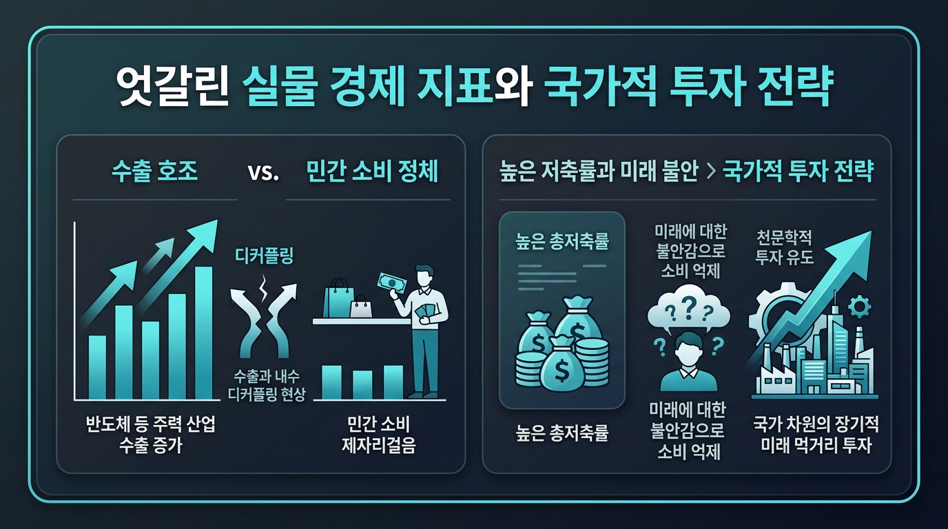 엇갈린 실물 경제 지표와 국가적 투자 전략