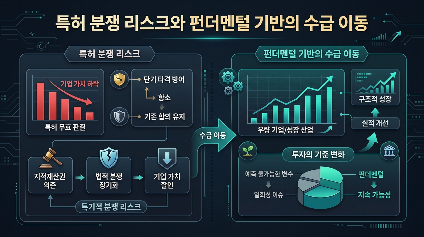 특허 분쟁 리스크와 펀더멘털 기반의 수급 이동