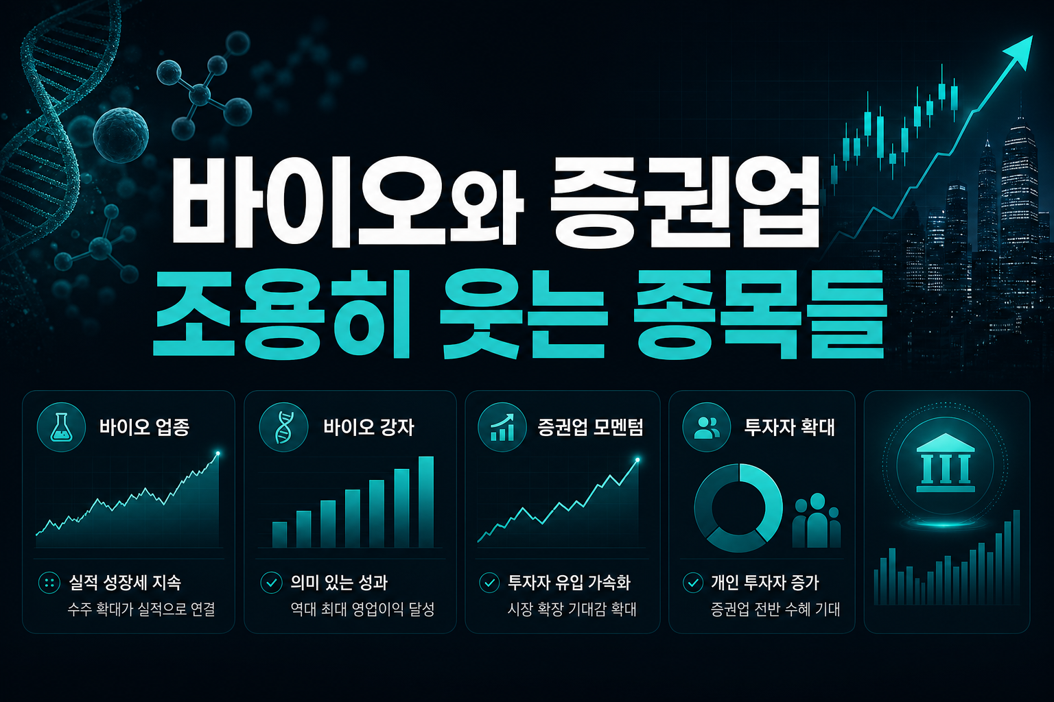 바이오와 증권업, 조용히 웃는 종목들