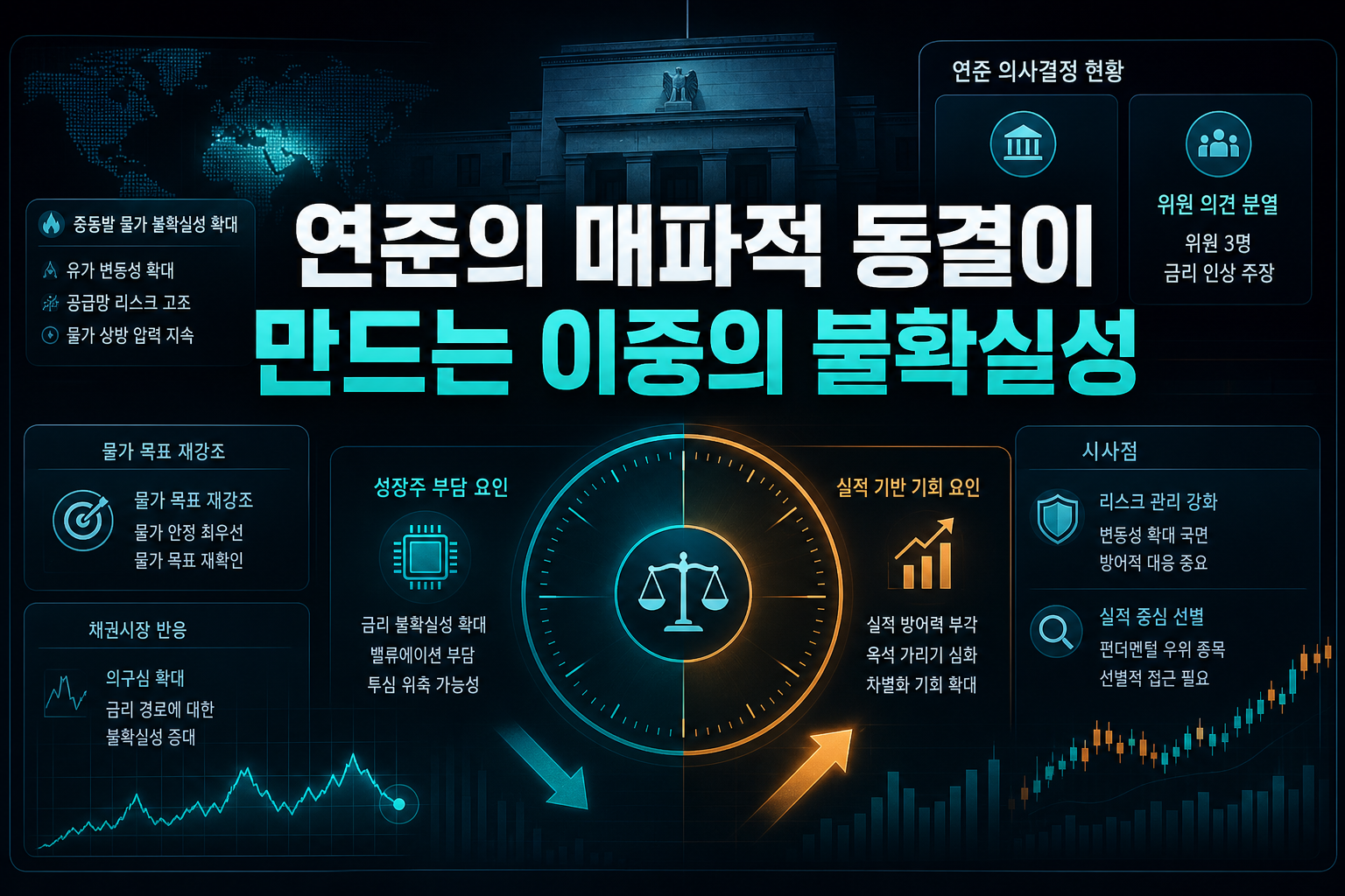 연준의 매파적 동결이 만드는 이중의 불확실성