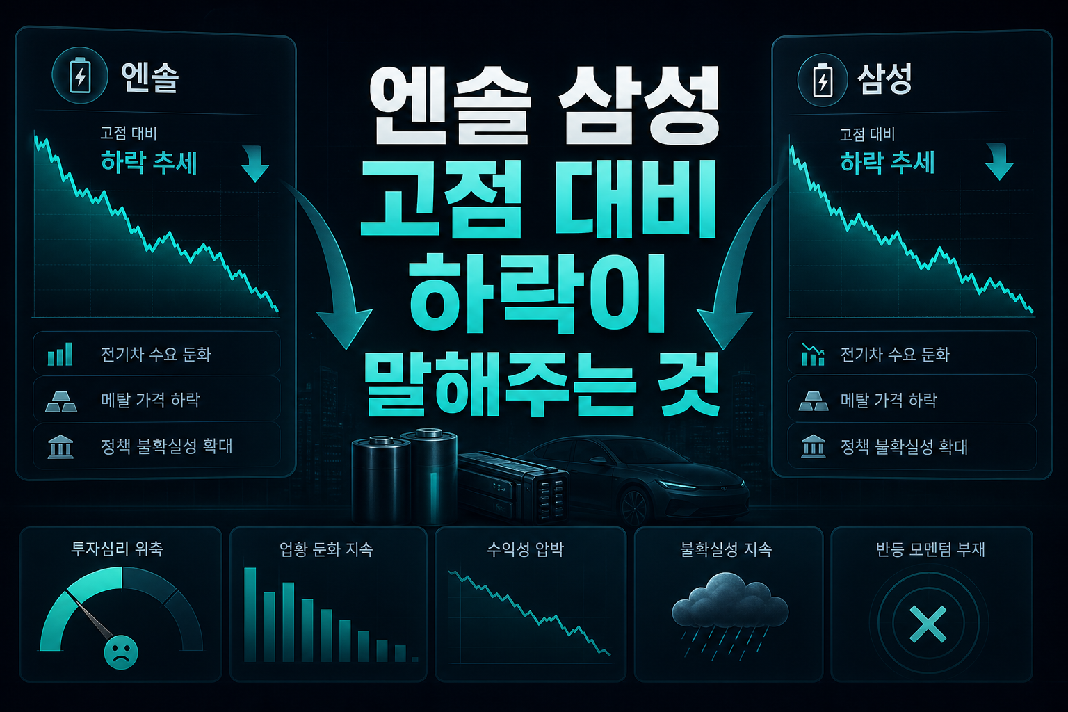 LG엔솔·삼성SDI, 고점 대비 40% 하락이 말해주는 것