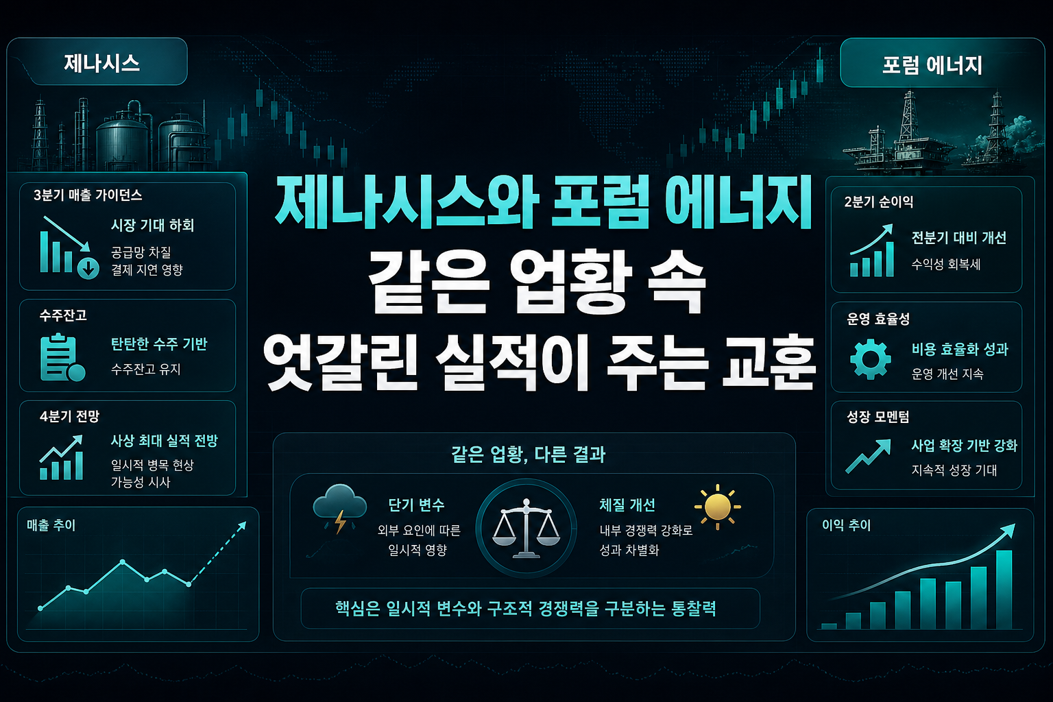 제나시스와 포럼 에너지, 같은 업황 속 엇갈린 실적이 주는 교훈