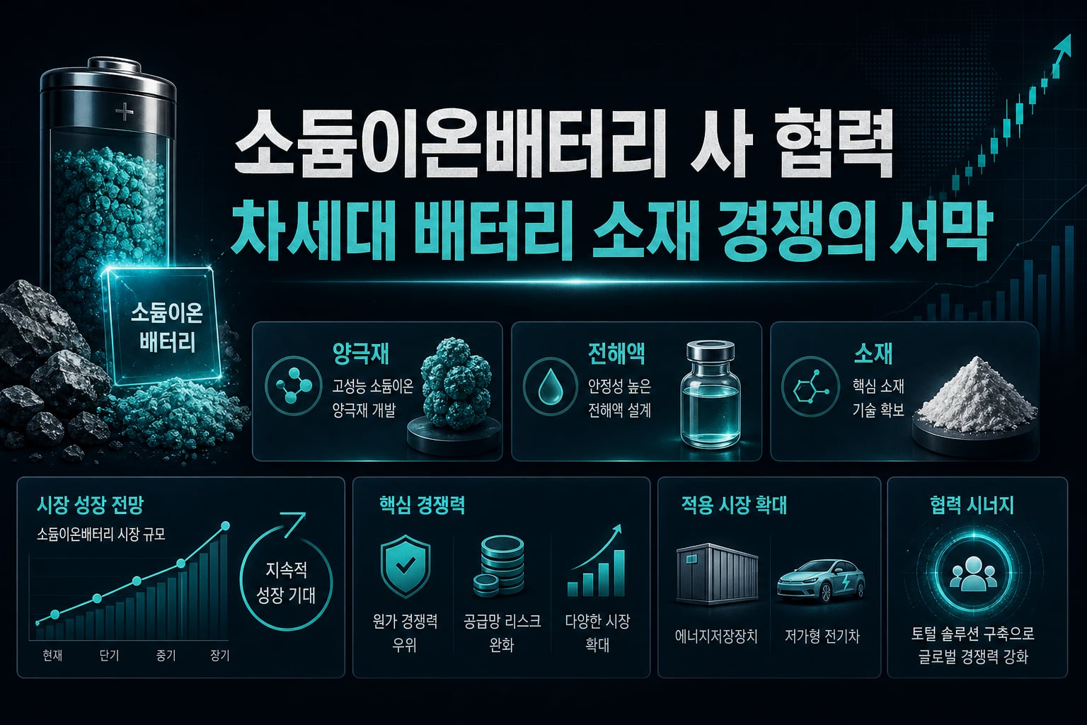 소듐이온배터리 3사 협력, 차세대 배터리 소재 경쟁의 서막