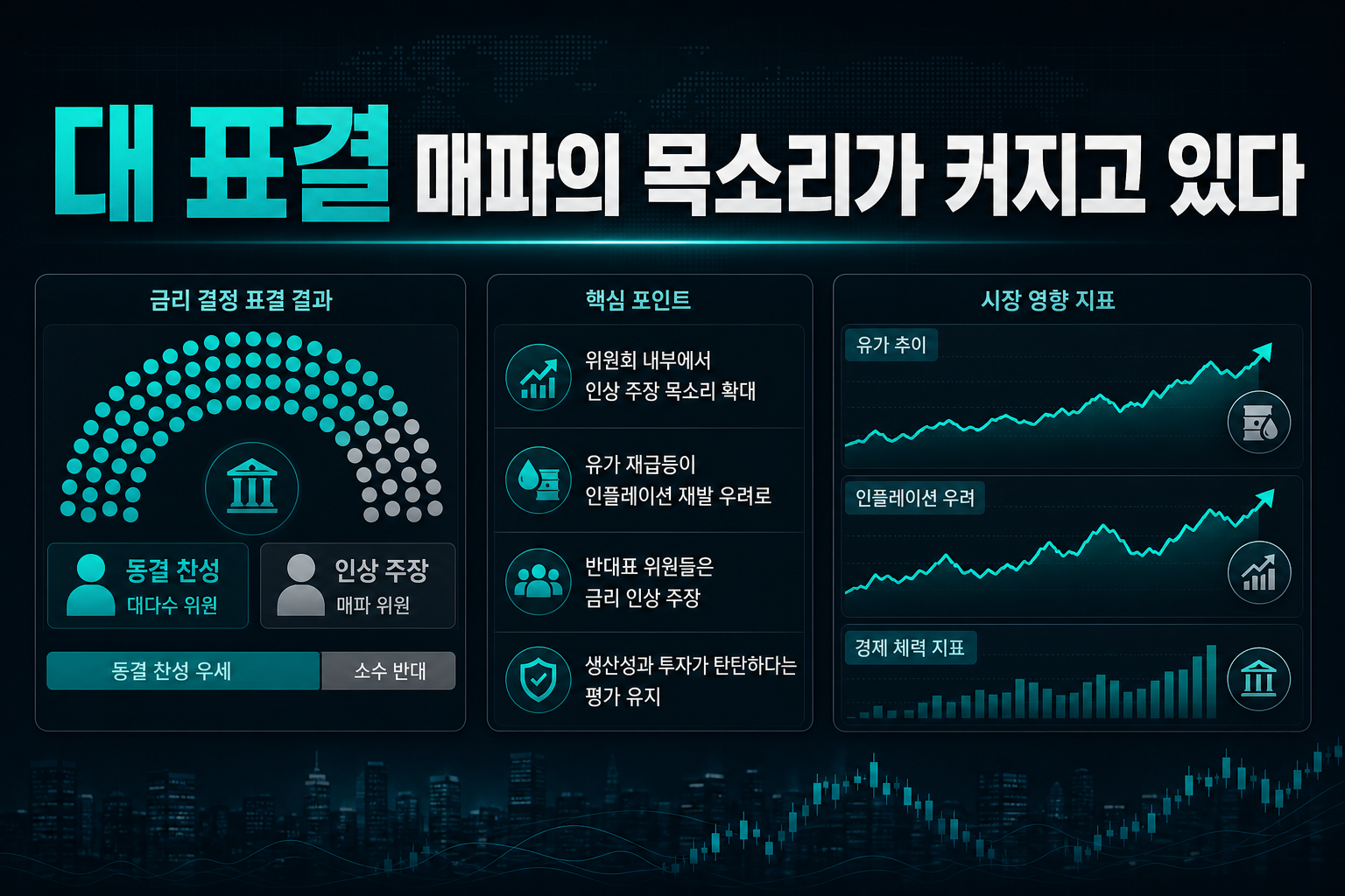 9대 3 표결, 매파의 목소리가 커지고 있다