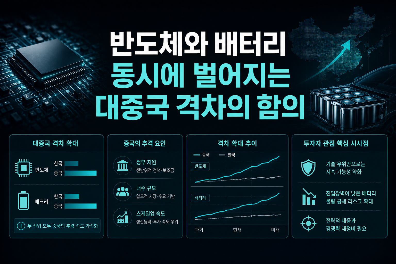 반도체와 배터리, 동시에 벌어지는 대중국 격차의 함의