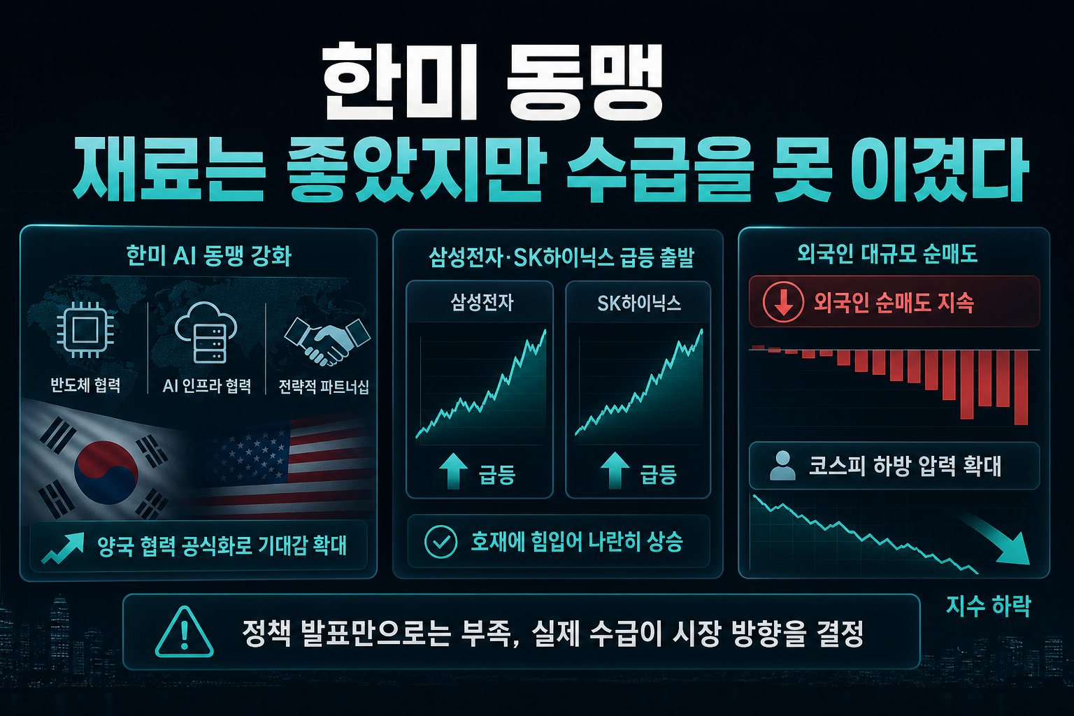 한미 AI 동맹, 재료는 좋았지만 수급을 못 이겼다