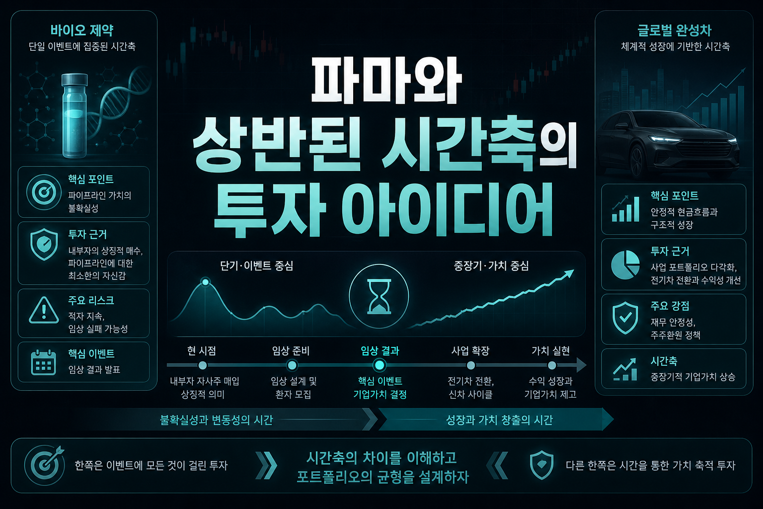 OKYO 파마와 GM, 상반된 시간축의 투자 아이디어