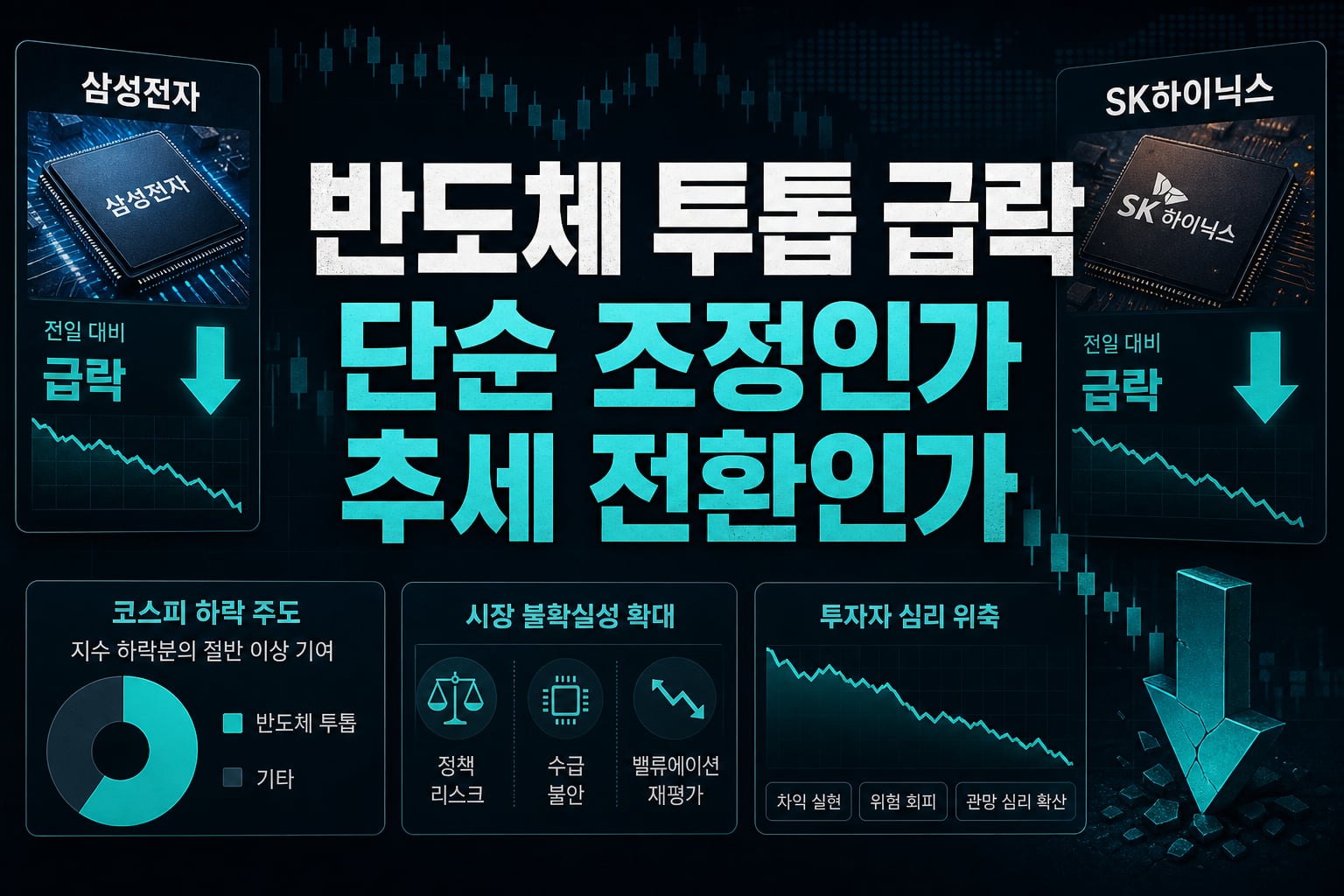 반도체 투톱 급락, 단순 조정인가 추세 전환인가
