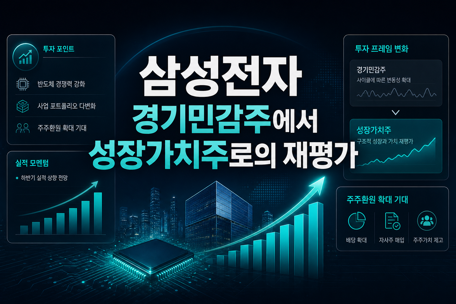 삼성전자, 경기민감주에서 성장가치주로의 재평가