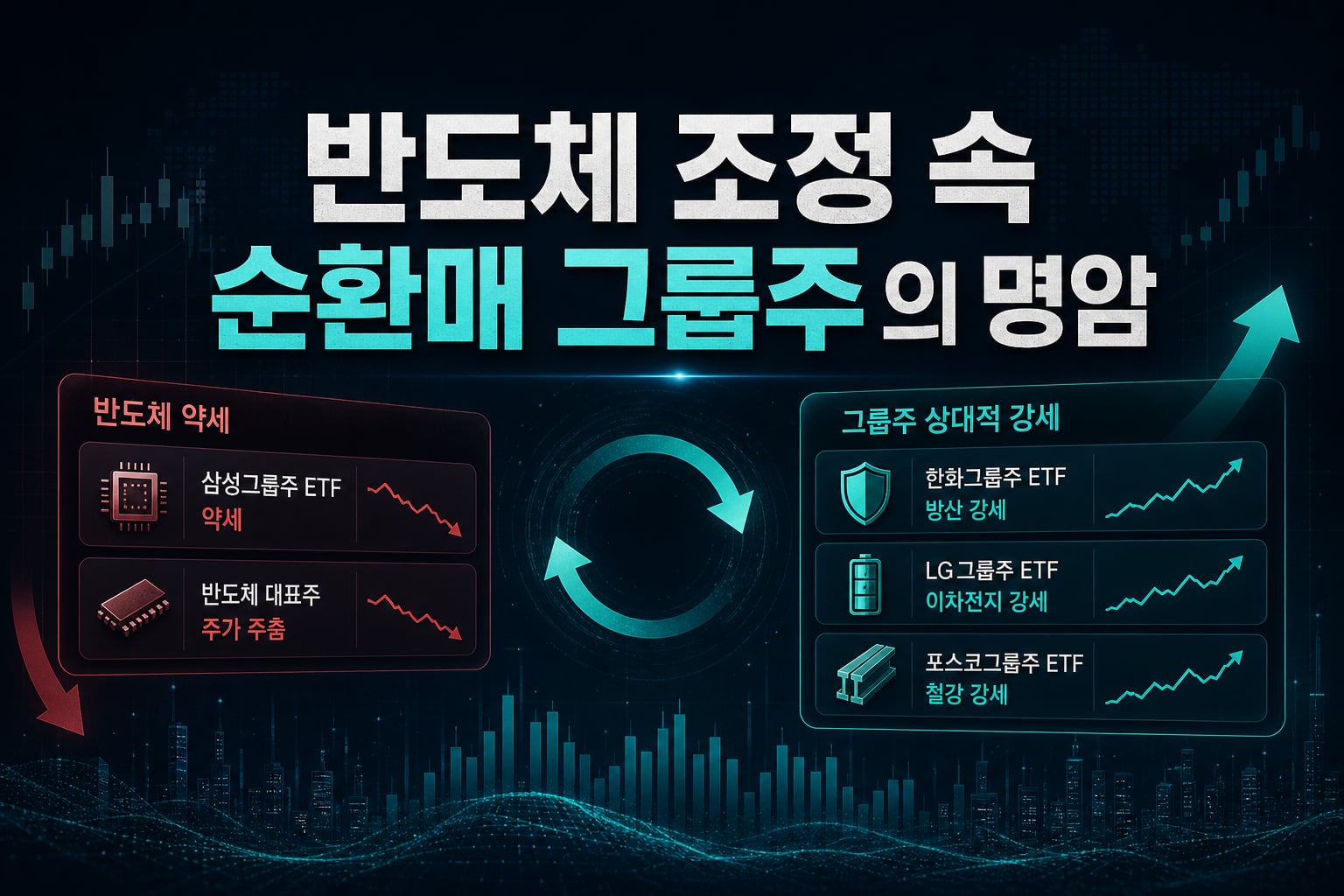반도체 조정 속 순환매, 그룹주 ETF의 명암