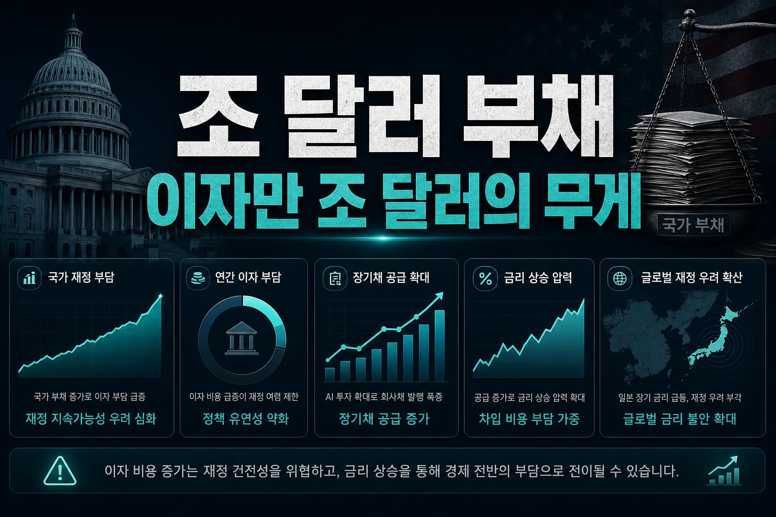 40조 달러 부채, 이자만 1조 달러의 무게