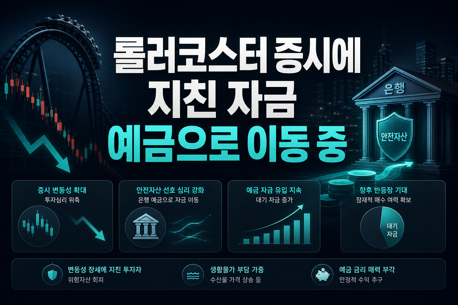 롤러코스터 증시에 지친 자금, 예금으로 이동 중