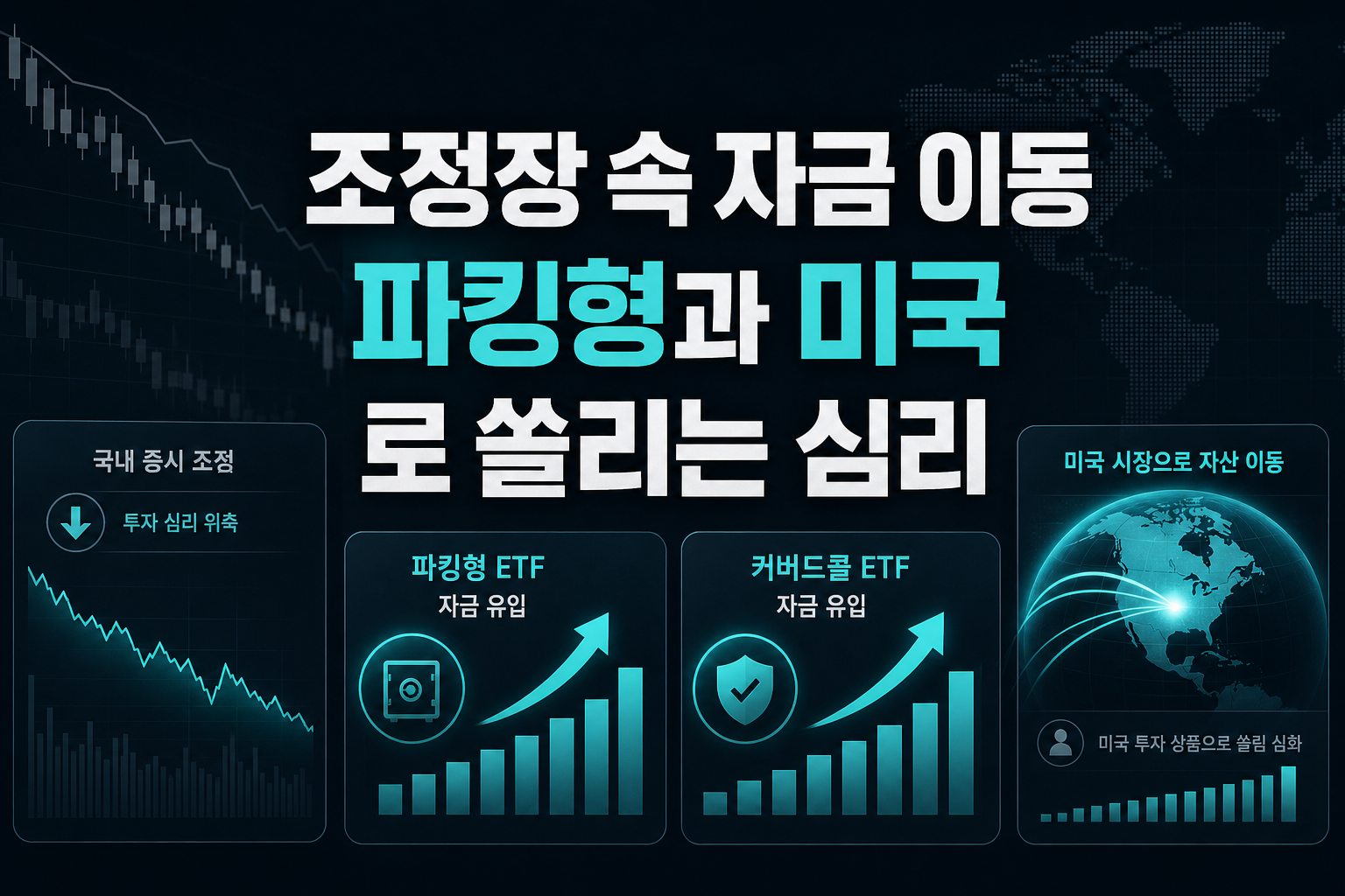 조정장 속 자금 이동, 파킹형과 미국 ETF로 쏠리는 심리
