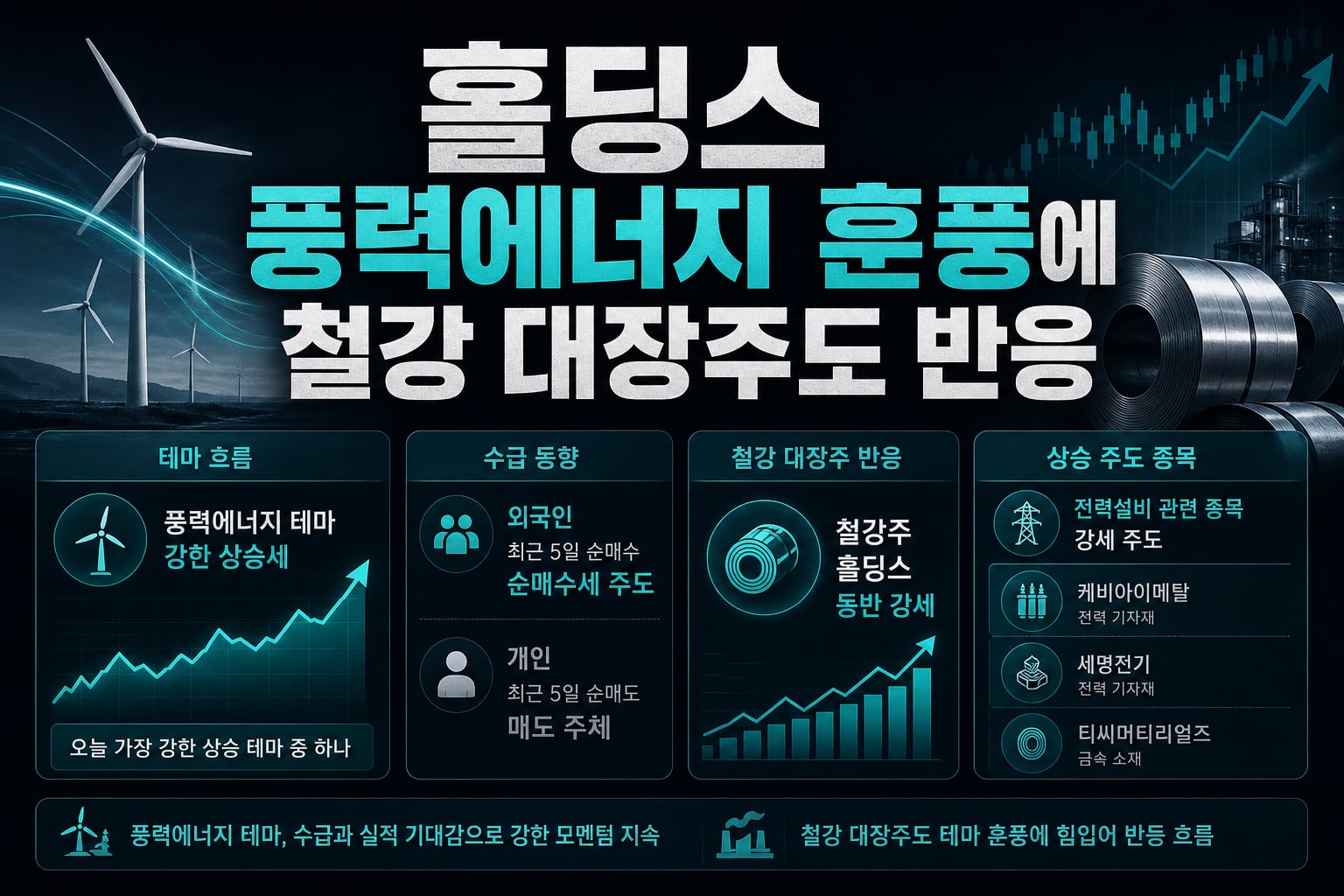 POSCO홀딩스, 풍력에너지 훈풍에 철강 대장주도 반응
