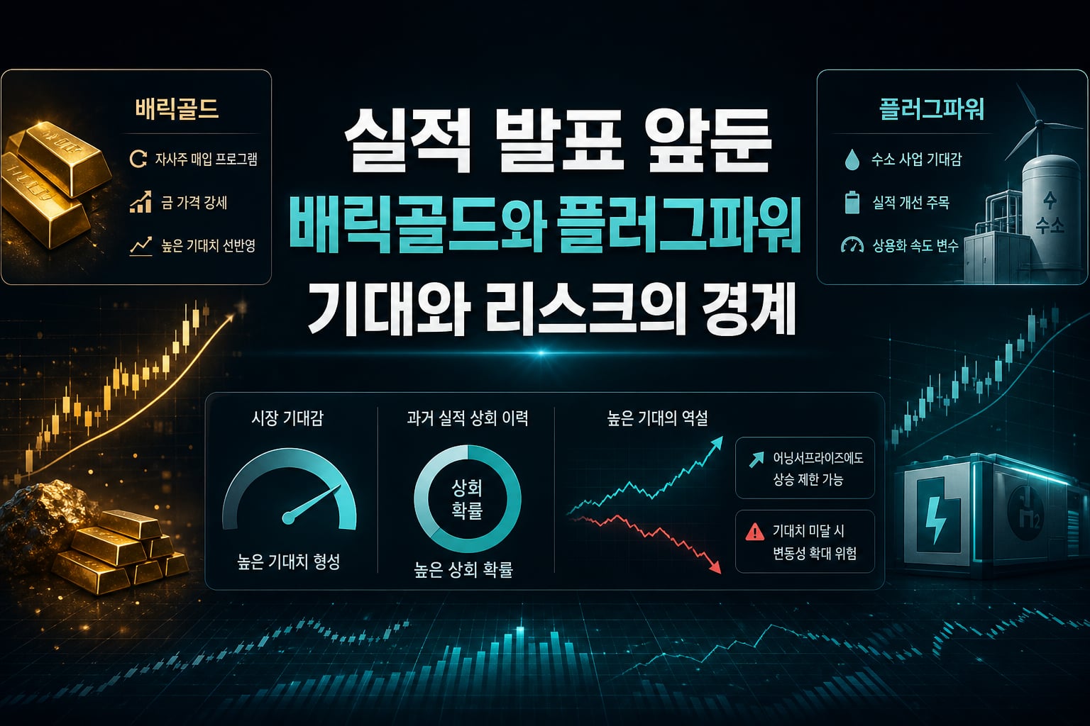 실적 발표 앞둔 배릭골드와 플러그파워, 기대와 리스크의 경계