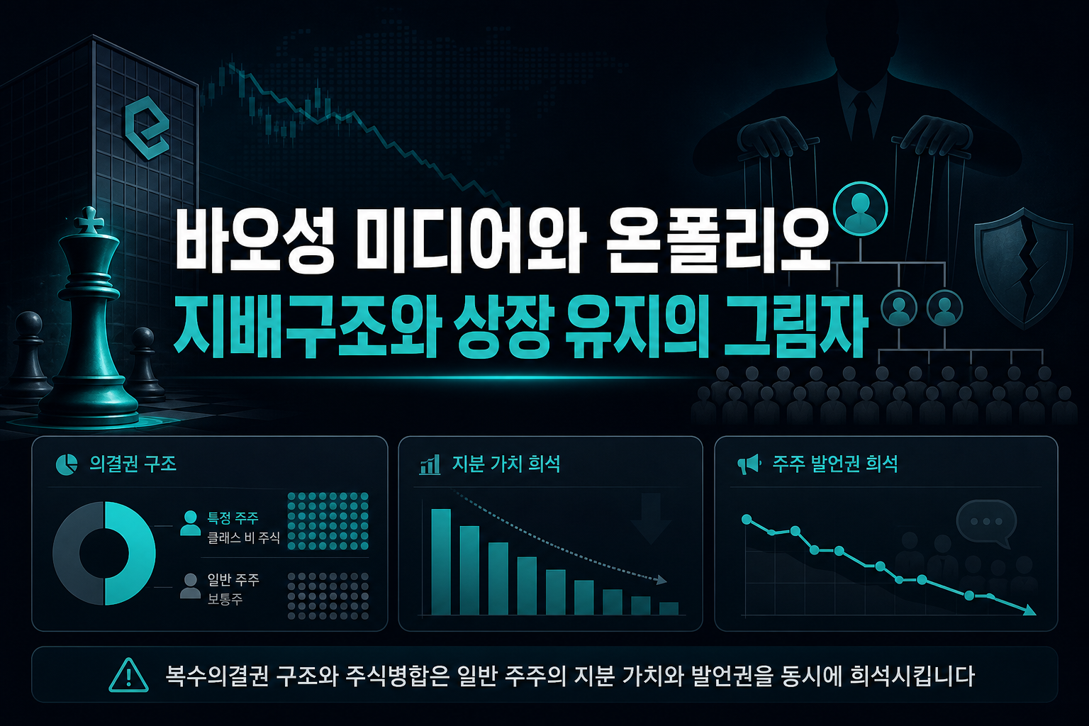 바오성 미디어와 온폴리오, 지배구조와 상장 유지의 그림자