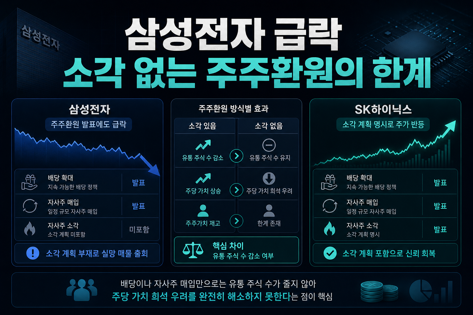 삼성전자 급락, 소각 없는 주주환원의 한계