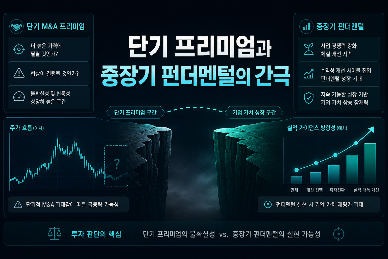 단기 M&A 프리미엄과 중장기 펀더멘털의 간극