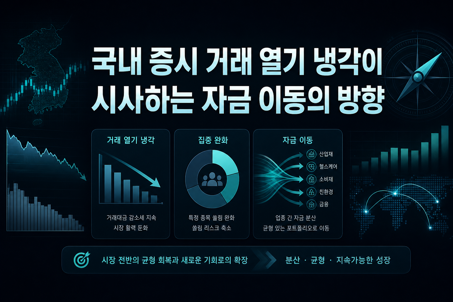 국내 증시 거래 열기 냉각이 시사하는 자금 이동의 방향