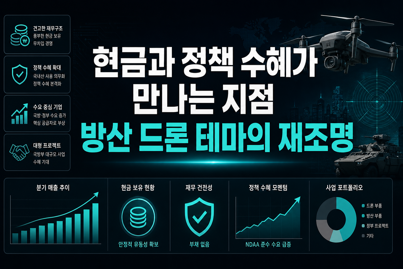 현금과 정책 수혜가 만나는 지점, 방산·드론 테마의 재조명