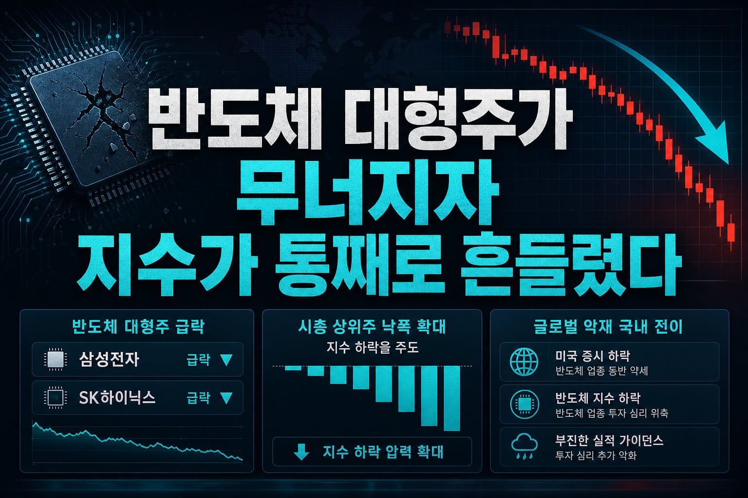 반도체 대형주가 무너지자 지수가 통째로 흔들렸다