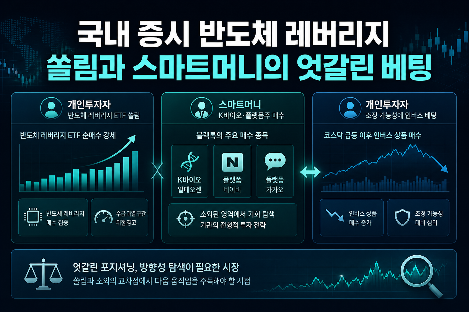 국내 증시, 반도체 레버리지 쏠림과 스마트머니의 엇갈린 베팅