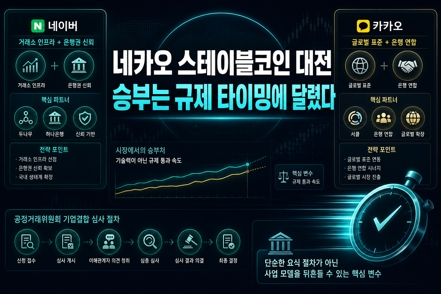 네카오 스테이블코인 대전, 승부는 규제 타이밍에 달렸다